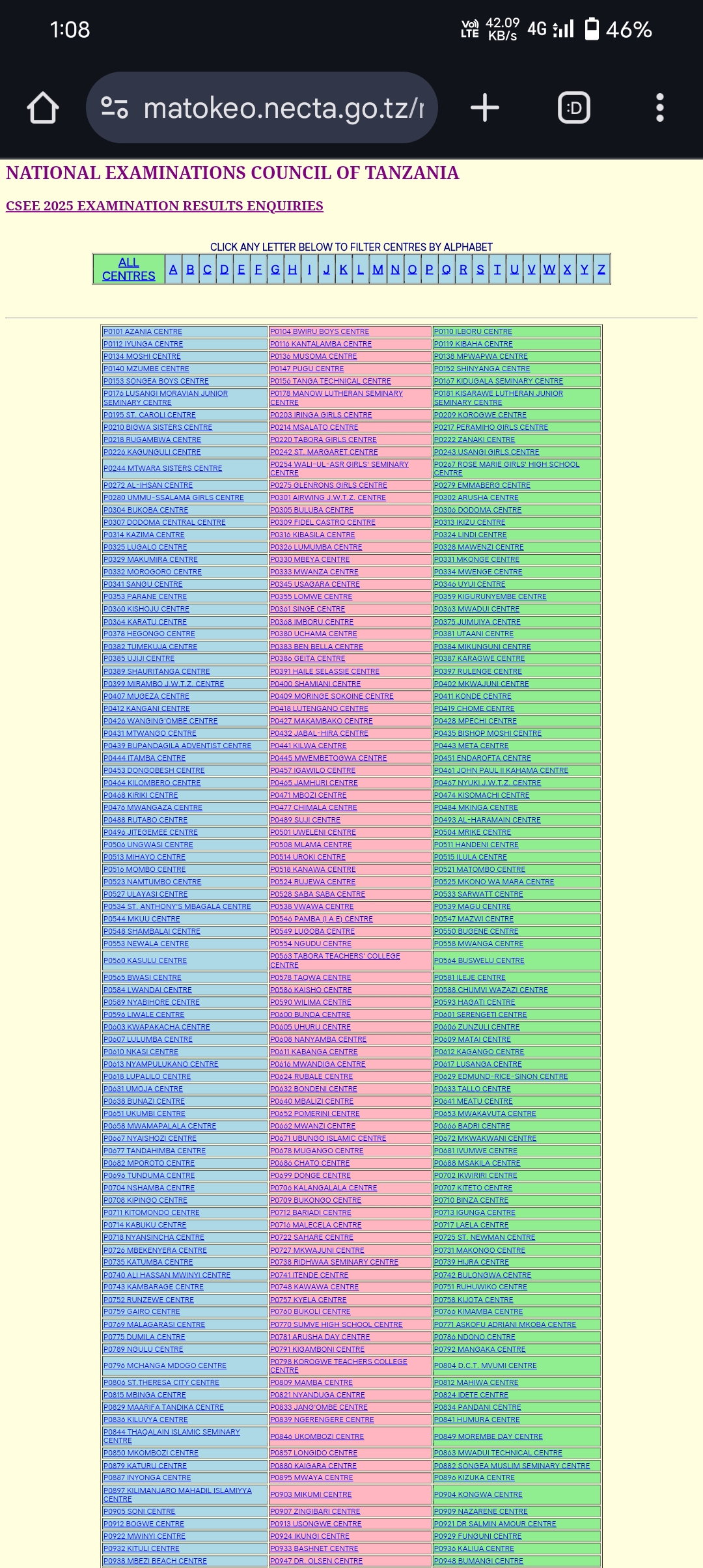 MATOKEO KIDATO CHA IV 2025/2026